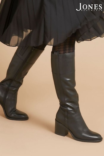 Jones Bootmaker Carmine Leather Knee High Black Boots (Q97196) | £180