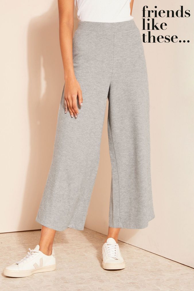 Grey wide leg cropped on sale trousers