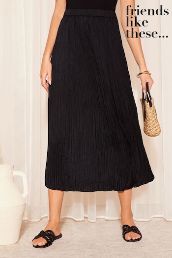 Sets & Outfits Black Soft Crinkle Satin Midi Skirt (Q97223) | £32