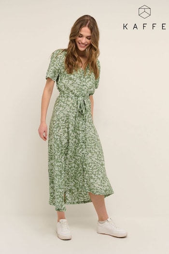 Kaffe Green Viola Button Short Sleeve Maxi Dress (Q97272) | £65