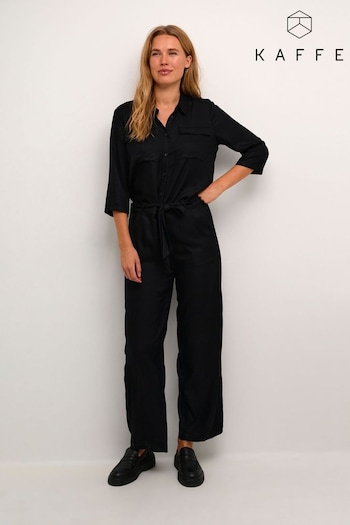Kaffe Ruthie Half Sleeve Button Black Jumpsuit (Q97275) | £70