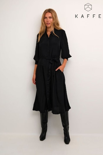 Kaffe Emine Maxi Pocket Black Shirt printed Dress (Q97296) | £80