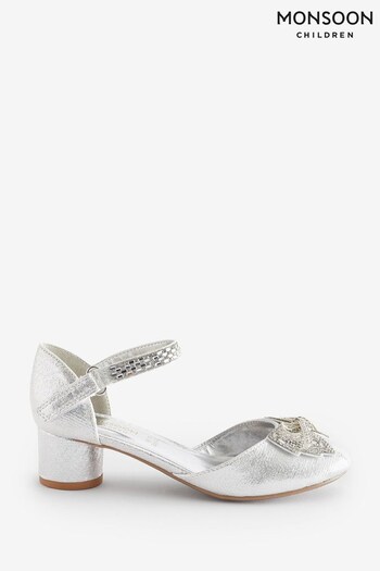 Monsoon Silver Lola Bow Two Part Heels (Q97305) | £29 - £33