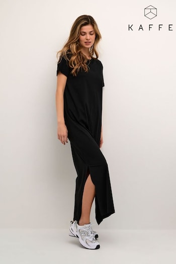 Kaffe Celina Full Length Black T-Shirt Dress (Q97309) | £40