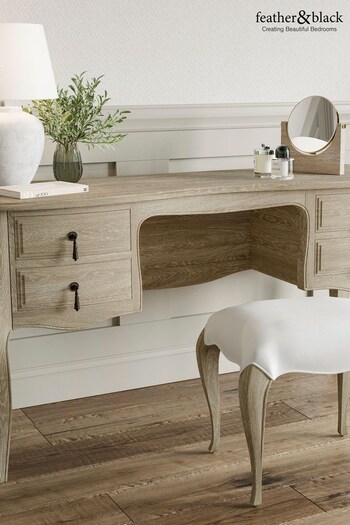 Feather & Black Pale Weathered Oak Salcombe Dressing Table and Stool (Q97322) | £1,400
