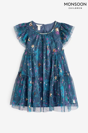 Monsoon Blue Celestial Print Dress (Q97338) | £36 - £41