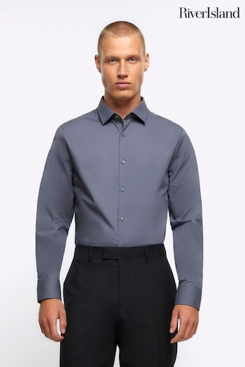 River Island Grey Slim Fit Shirt (Q97358) | £23
