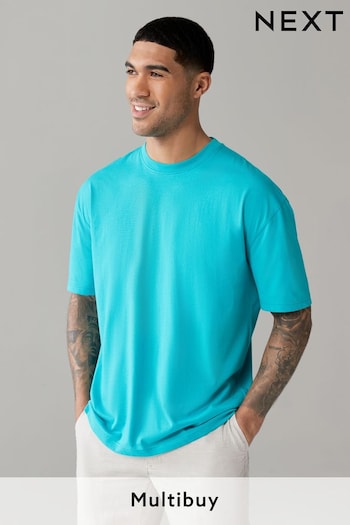 Blue Aqua Relaxed Essential Crew Neck T-Shirt (Q97398) | £9