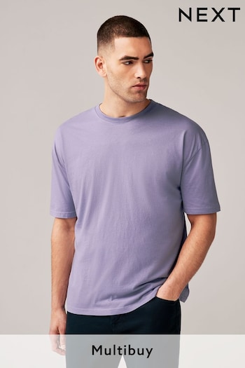 Purple Lilac Relaxed Fit Essential Crew Neck T-Shirt (Q97400) | £9