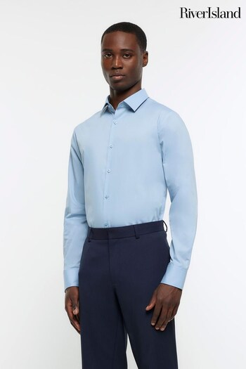River Island Blue Slim Fit Shirt (Q97431) | £23