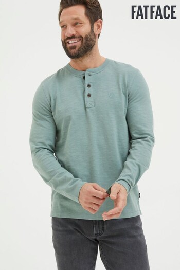FatFace Green Long Sleeve Woodside Henley T-Shirt (Q97482) | £32.50