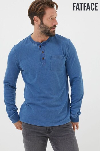 FatFace Blue Long Sleeve Henley T-Shirt (Q97499) | £39.50