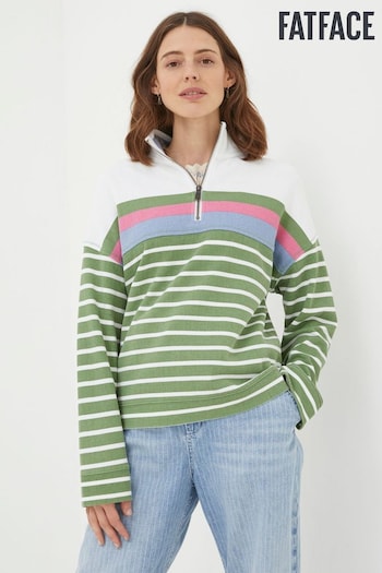 FatFace Green Relaxed Airlie Stripe Sweatshirt (Q97516) | £55