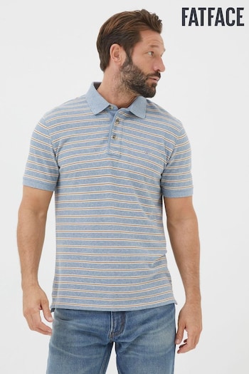 FatFace Blue Organic Stripe Polo Shirt (Q97518) | £35