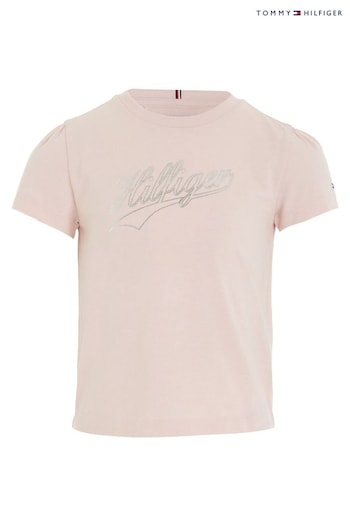 Tommy Hilfiger Pink Hilfiger Script T-Shirt (Q97539) | £22 - £26
