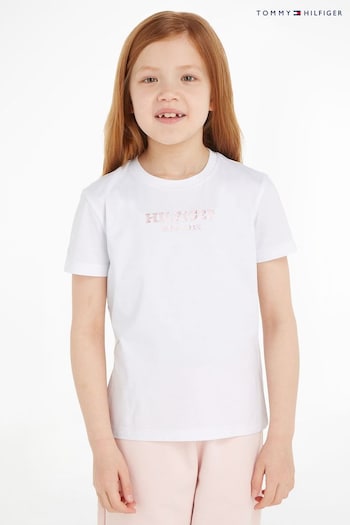 Tommy Hilfiger White Monotype Foil Print T-Shirt (Q97545) | £20 - £25