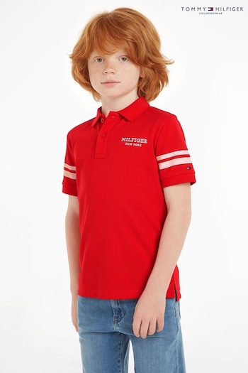 Tommy Hilfiger Red Monotype Polo Alga Top (Q97559) | £45 - £55