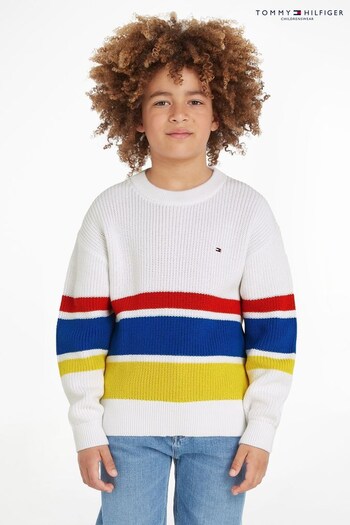 Tommy Hilfiger White Bold Stripe Sweater (Q97568) | £55 - £65