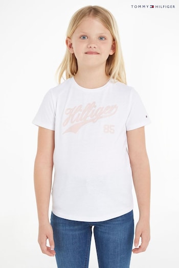 Tommy Hilfiger White Script T-Shirt (Q97572) | £20 - £25