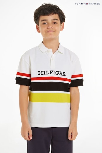 Tommy Hilfiger Bold Stripe White Polo Top (Q97602) | £45 - £55