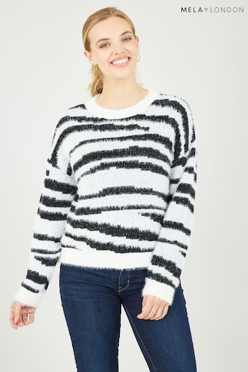Mela Black Knitted Fluffy Jumper (Q97615) | £35
