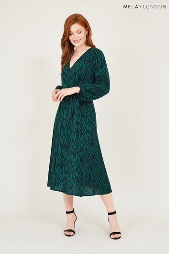 Mela Green Green Zebra Midi Dress (Q97618) | £40