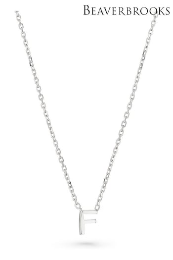 Beaverbrooks Silver Tone Sterling Initial F Necklace (Q97658) | £30