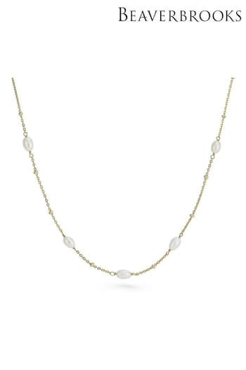 Beaverbrooks Yellow Gold Plated Freshwater Cultured Pearl Necklace (Q97663) | £55