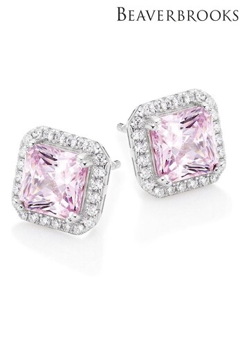 Beaverbrooks Pink Sterling Silver Cubic Zirconia Halo Stud Earrings (Q97668) | £85