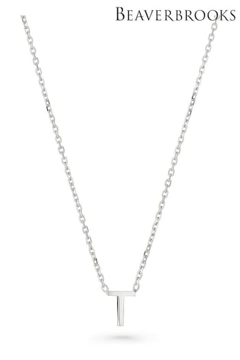 Beaverbrooks Silver Tone Sterling Initial T Necklace (Q97675) | £30