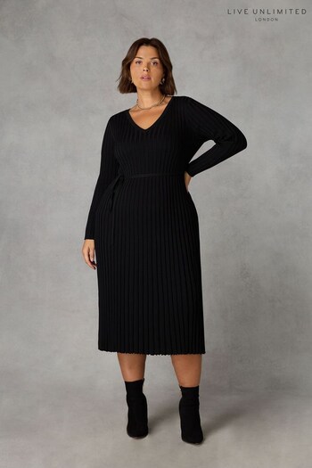 Live Unlimited Black Knitted Rib Dress (Q97680) | £129