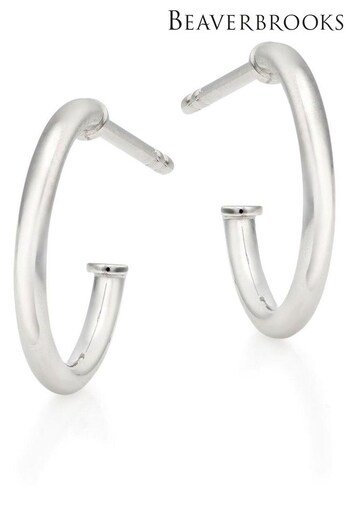 Beaverbrooks 9ct White Gold Hoop Earrings (Q97722) | £85
