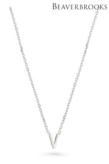 Beaverbrooks Silver Tone Sterling Initial V Necklace (Q97729) | £30
