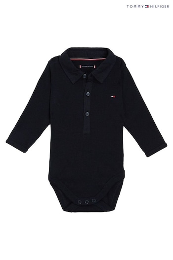 Tommy Hilfiger Blue Baby Rib Collar Bodysuit (Q97741) | £33