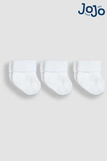 JoJo Maman Bébé White 3-Pack Rib Baby Socks (Q97776) | £5.50