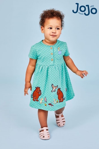 JoJo Maman Bébé Green Gruffalo Applique Button Front Dress (Q97803) | £26