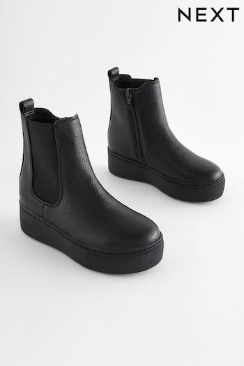 Black Chunky Wedge Chelsea Low boots (Q97830) | £35 - £42