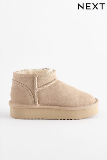 Neutral Suede Faux Fur Lined Pull On Ankle Boots (Q97856) | £26 - £33