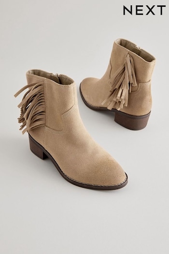 Stone Suede Fringe Western Surgeon boots (Q97909) | £50 - £57