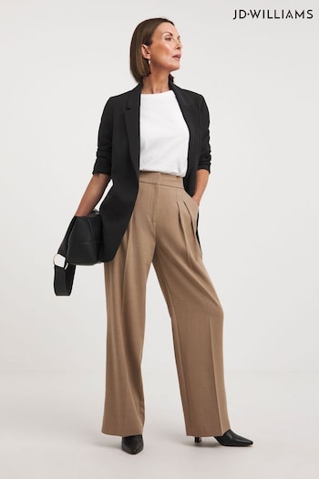 JD Williams Camel Pleated Wide Leg Brown Trousers (Q97922) | £35