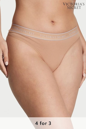 Victoria's Secret Praline Nude Thong Logo Knickers (Q97941) | £9