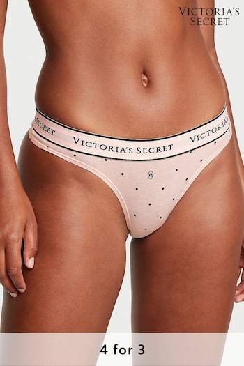 Victoria's Secret Purest Pink Dot Logo Thong Logo Knickers (Q98059) | £9