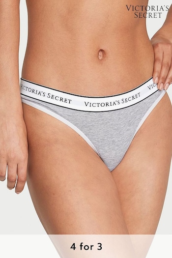 Victoria's Secret Medium Heather Gray Thong Logo Knickers (Q98061) | £9