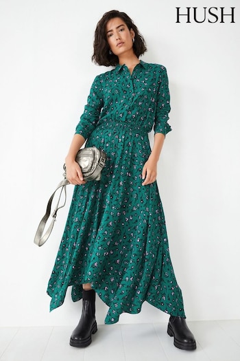 Hush Green Floral Long Sleeve Dress (Q98224) | £85