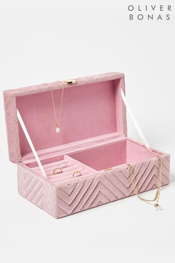 Oliver Bonas Pink Safa Velvet Large Jewellery Box (Q98249) | £33