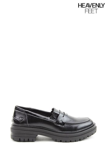Heavenly Feet Patent Bryce Black Loafers (Q98279) | £46