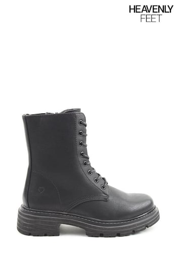 Heavenly Feet Delilah Mid Calf Black shearling Boots (Q98281) | £65