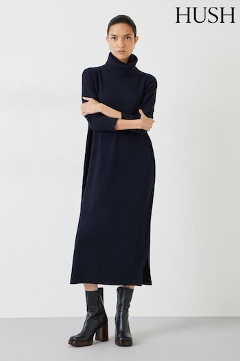 Hush Blue Roll Neck Knitted Dress (Q98292) | £115