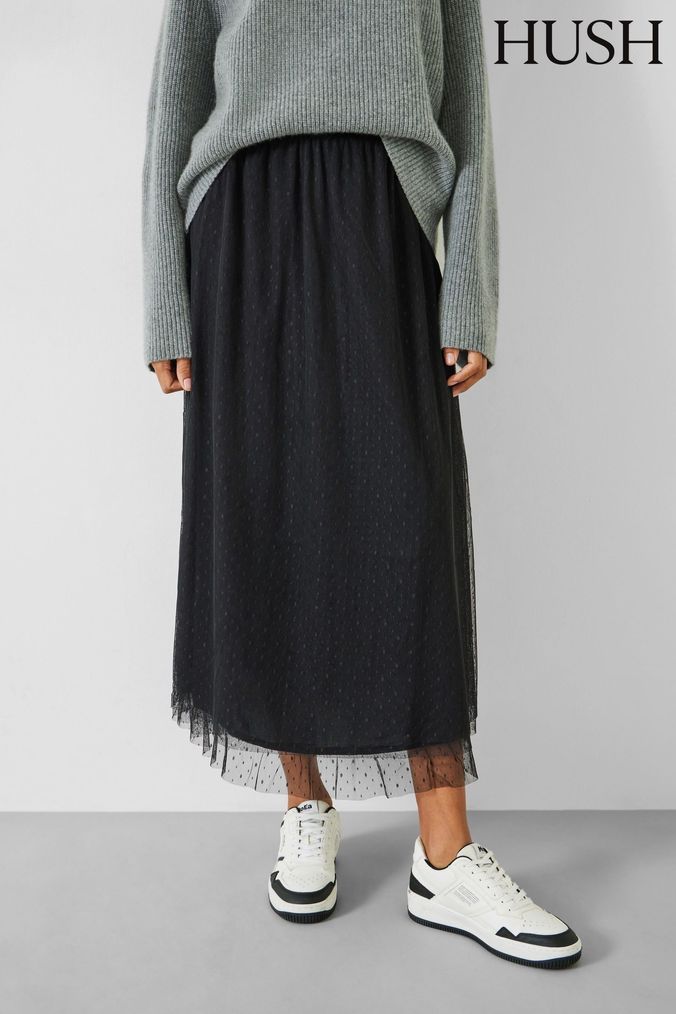 Hush black midi sales skirt
