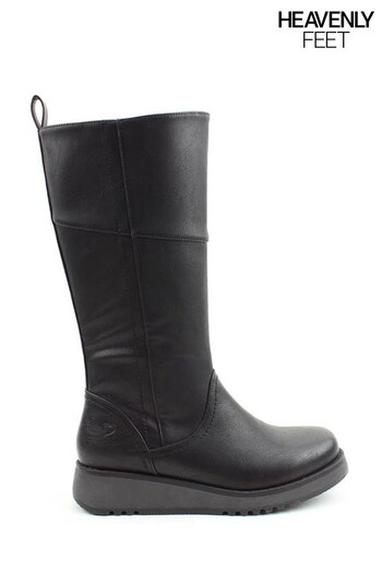 Heavenly Feet Robyn4 Tall Calf Black Boots (Q98303) | £65